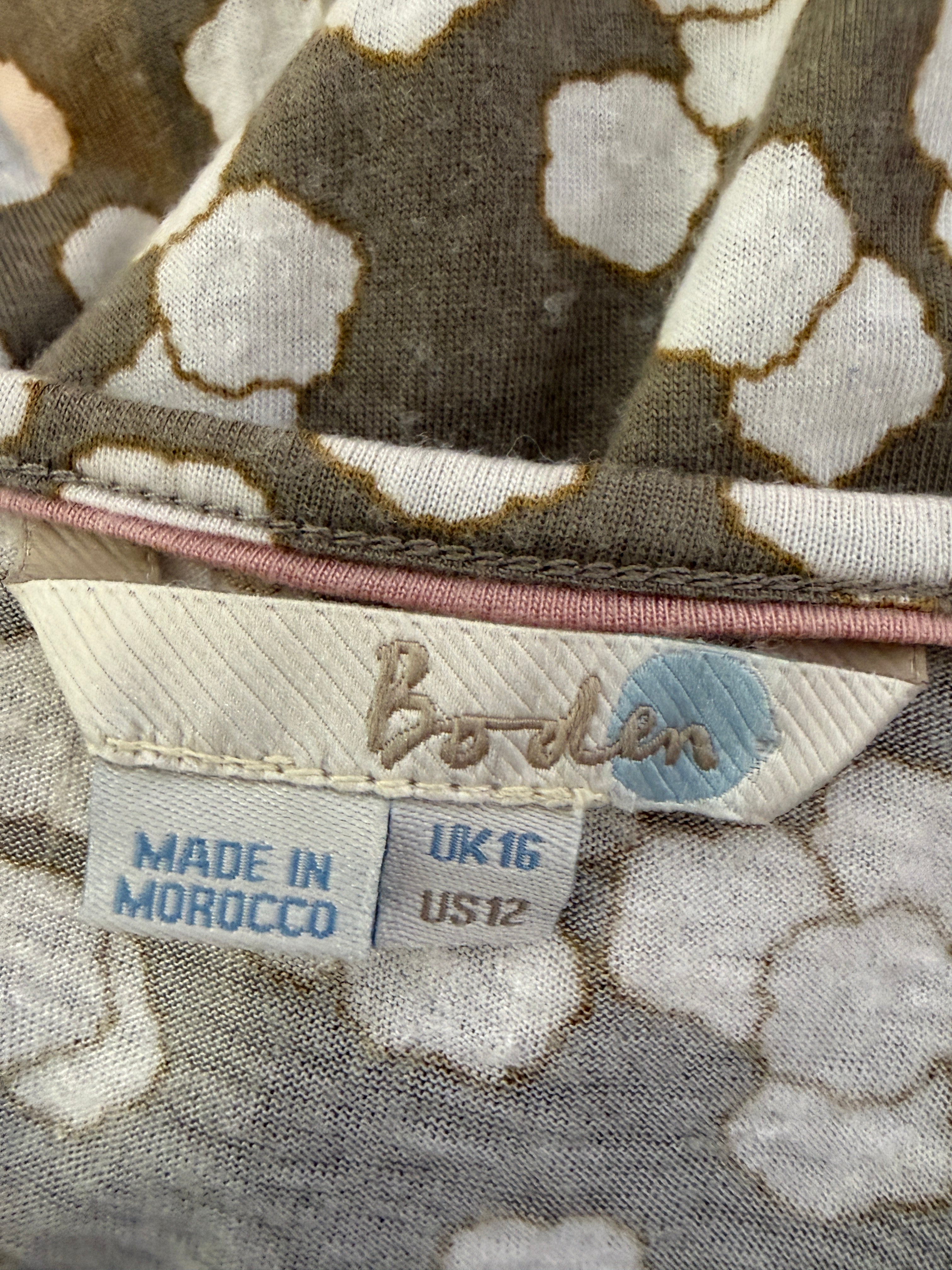 Boden Beige White Spot Print Tassel Tie Top UK 16