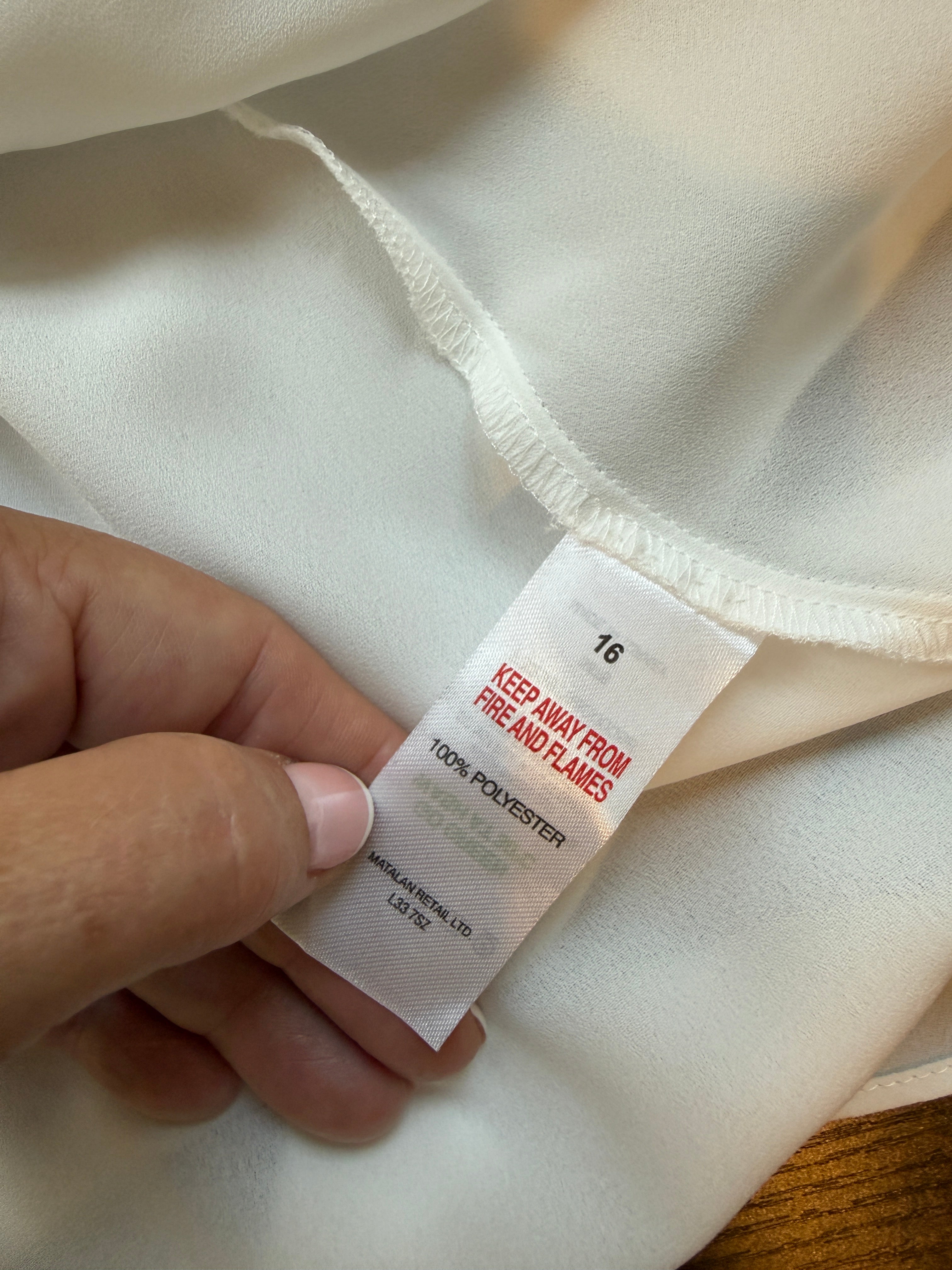 Papaya Weekend White Layered Bell Sleeve Blouse UK 16 – Preloved