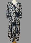 Esmara Blue Cream Black Abstract Tiered Animal Print Maxi Dress - UK12/14