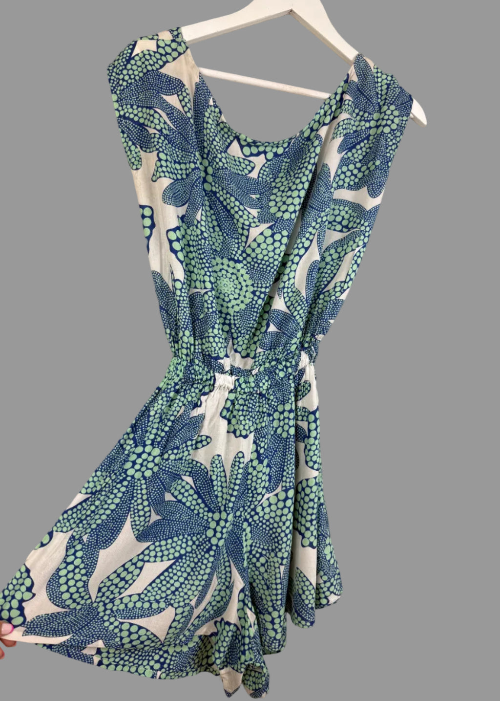 Mon & Jong Floral Print Open Back Rayon Playsuit One Size