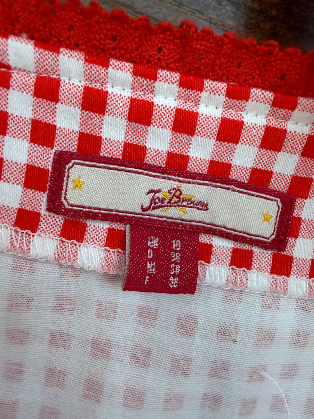 Joe Browns Red White Gingham Midi Dress UK10 Retro Picnic Belted Summer