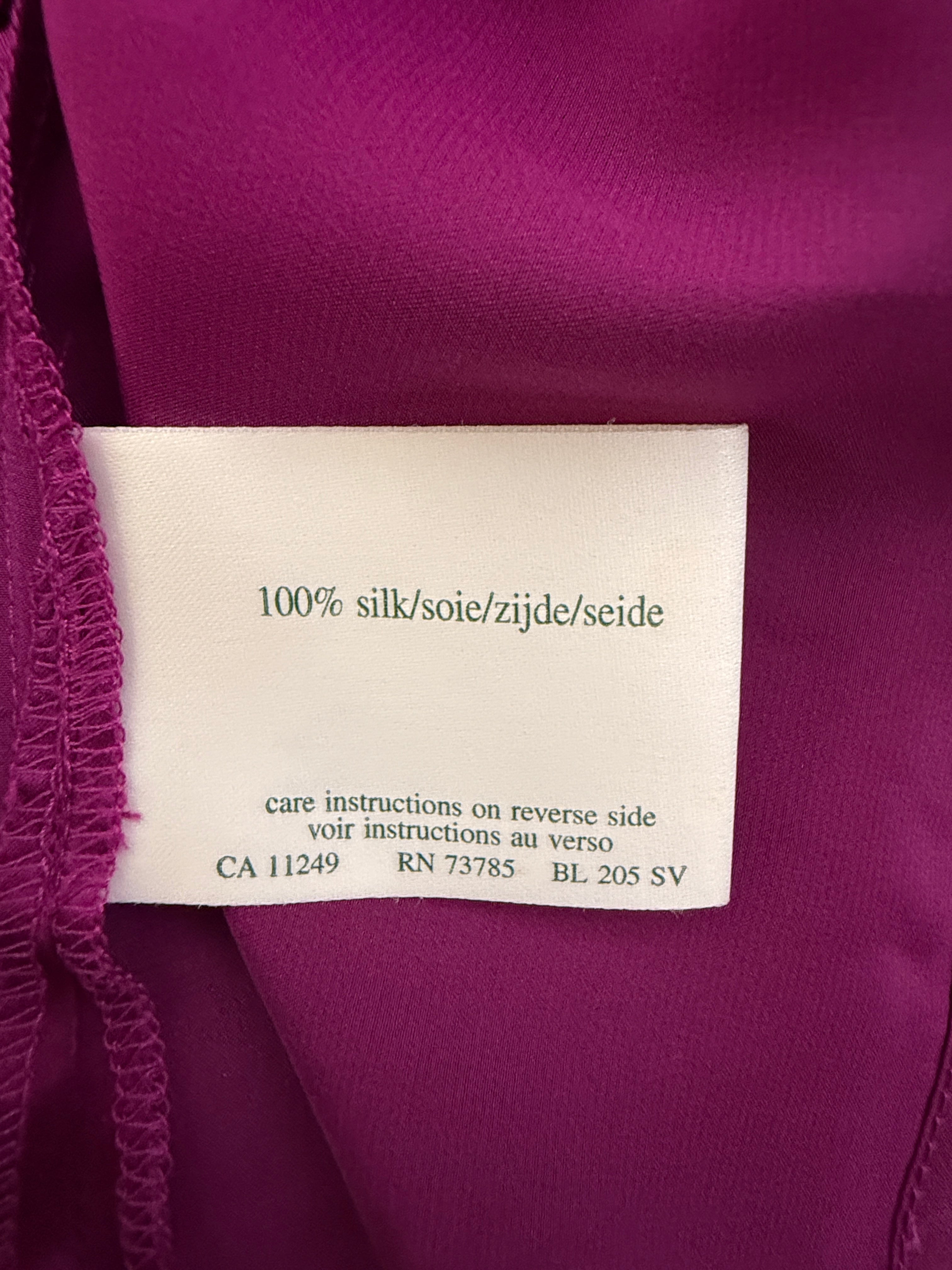 Vintage Pure Silk Satin Vest Top UK12 Fuchsia Pink Sleeveless