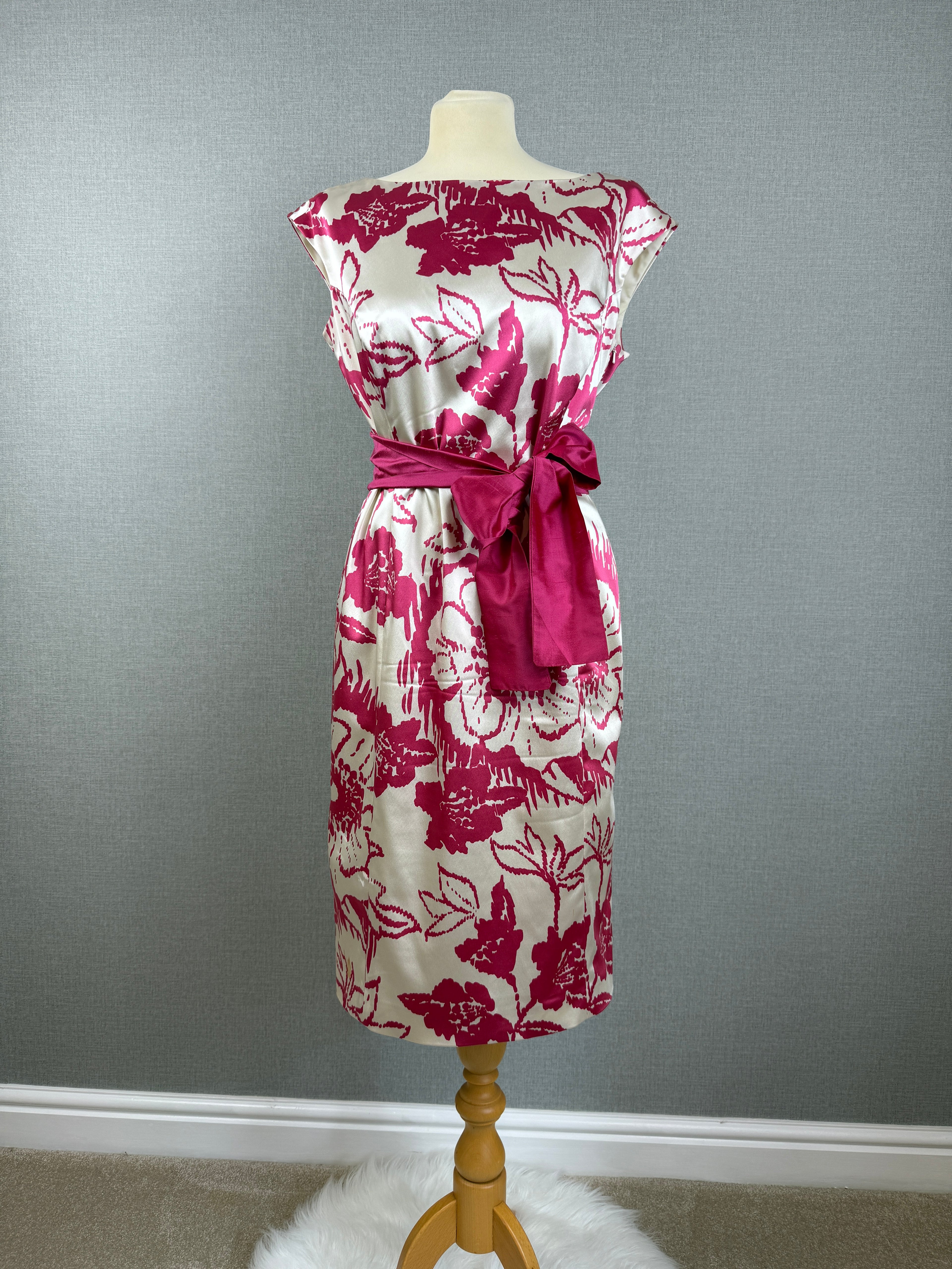 Coast Floral Satin Occasion Dress Size 14 - Preloved