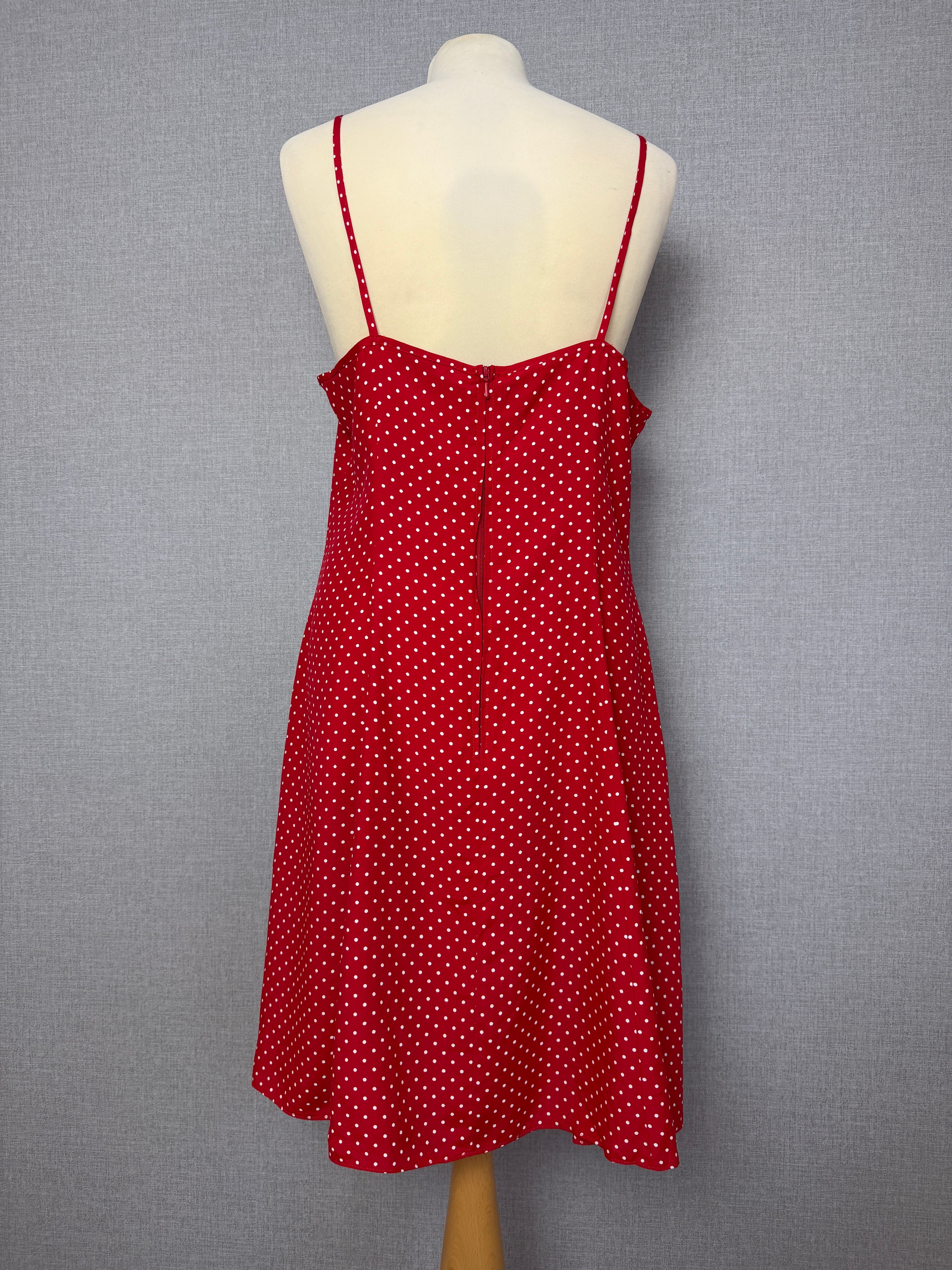 Vintage St Michael Red Polka Dot Slip Dress UK16 90s Made In UK