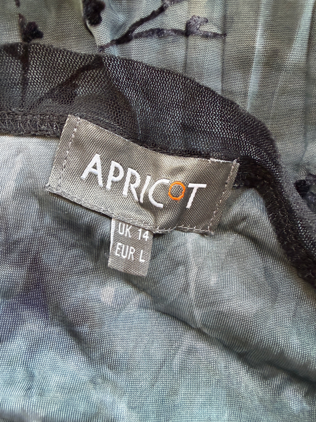 Apricot Grey Black Burnout Floral Hanky Hem Dress UK 14