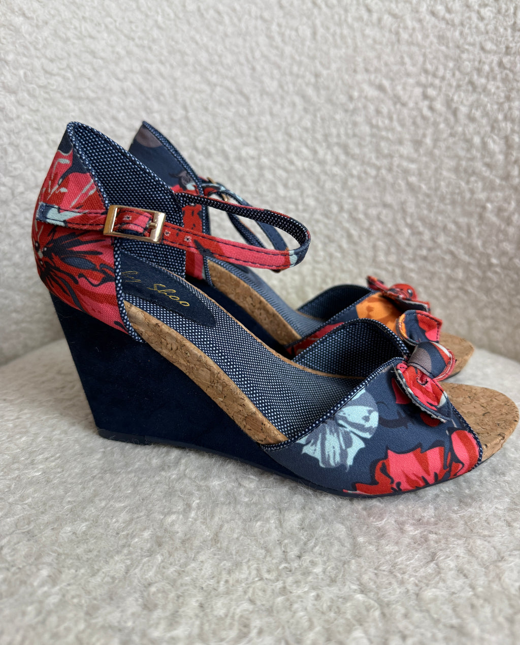 Ruby Shoo Floral Bow Wedge Sandals UK4 EU37 – BNWOB