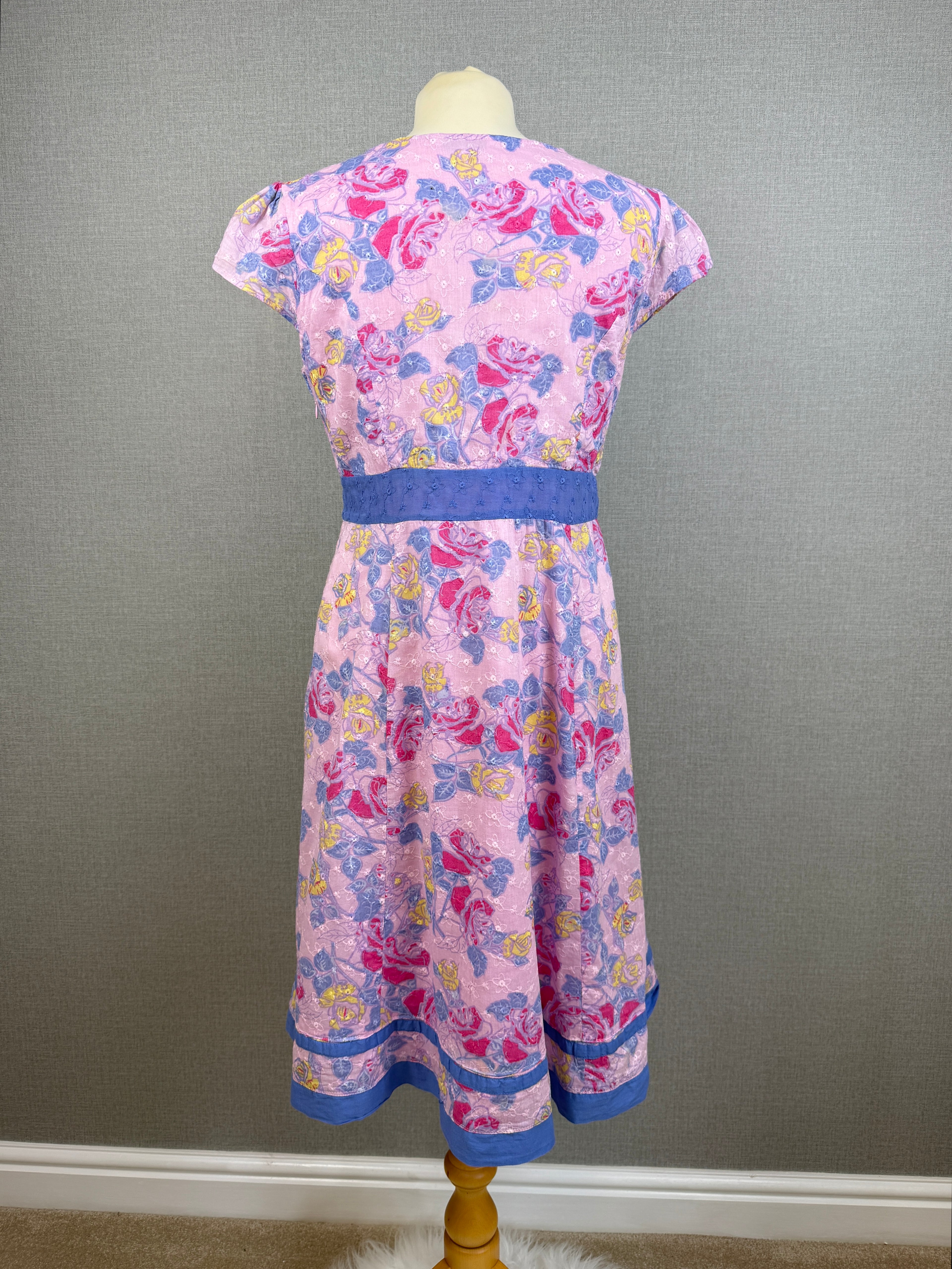 Store Twenty One Pink Floral Cotton Midi Tea Dress UK 12
