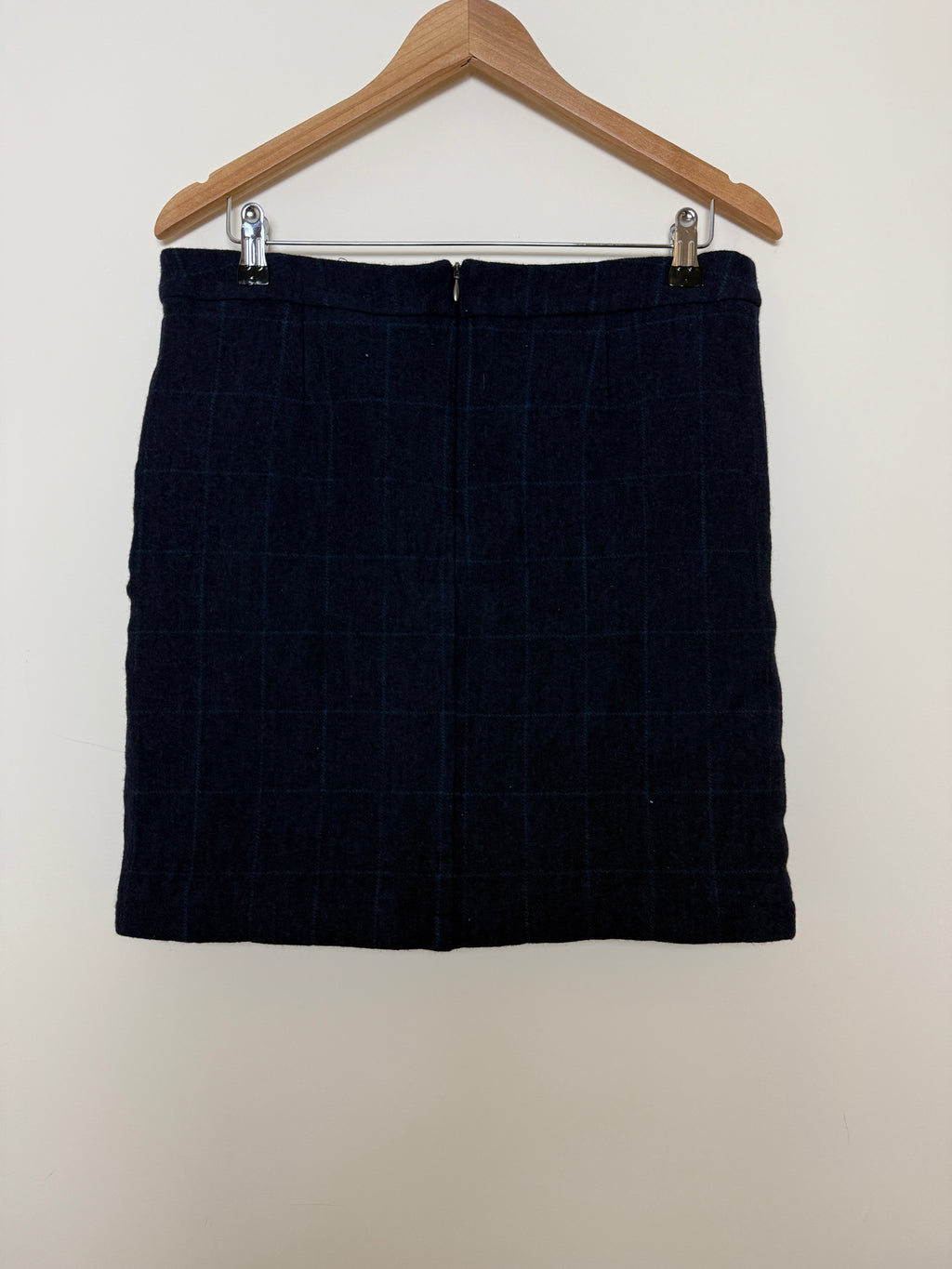 White Stuff Roberta Navy Check Wool Blend Mini Skirt - UK16