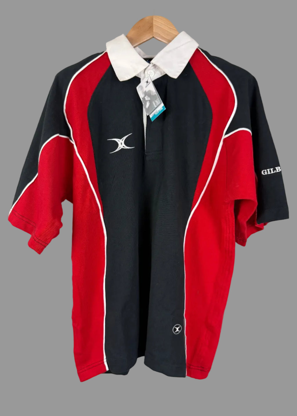 Gilbert Rugby Training Polo Shirt Black Red Size L - BNWT