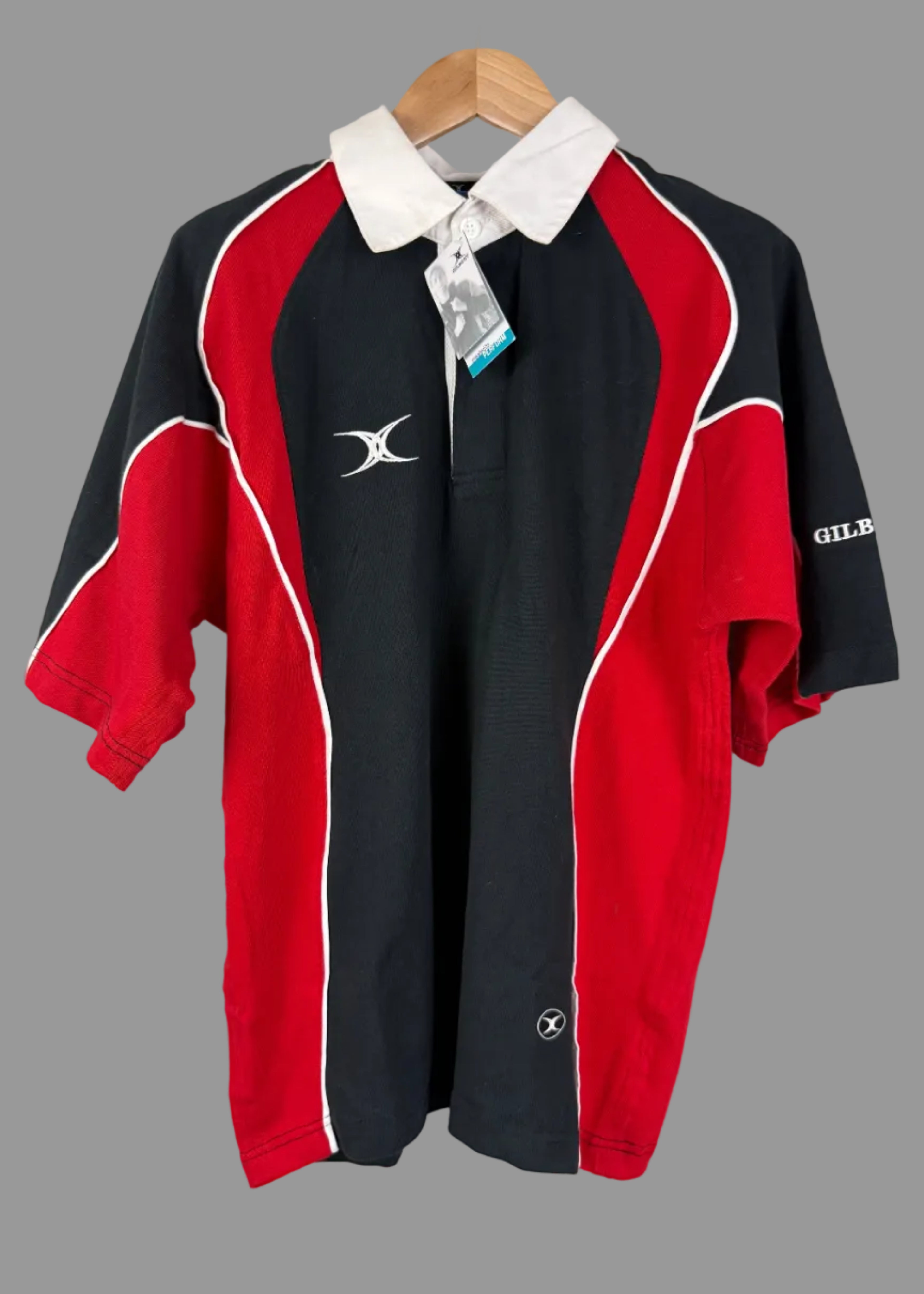 Gilbert Rugby Training Polo Shirt Black Red Size L - BNWT