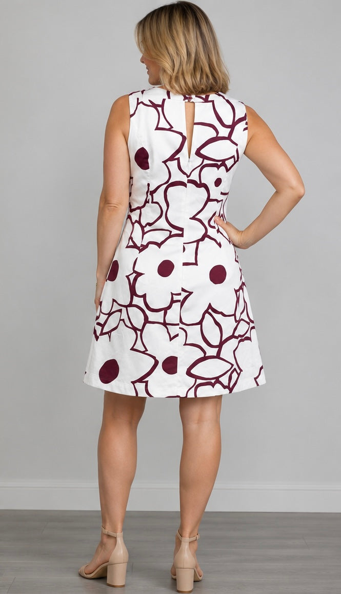 Roman White & Purple Floral Embellished Shift Dress UK 10 – Preloved
