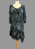 Apricot Grey Black Burnout Floral Hanky Hem Dress UK 14