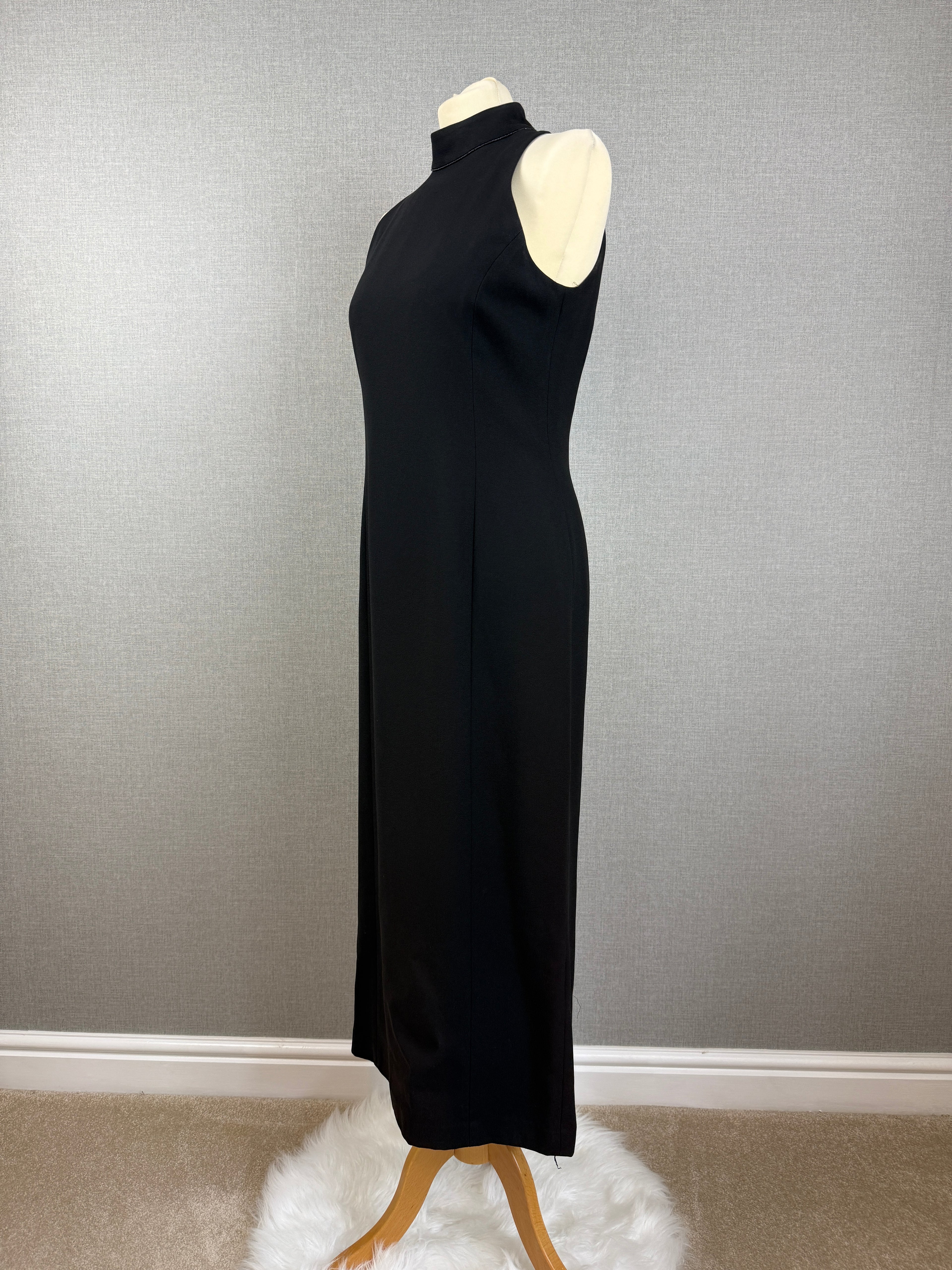 Vintage Principles Black Halter Neck Maxi Dress Size 12 - Vintage