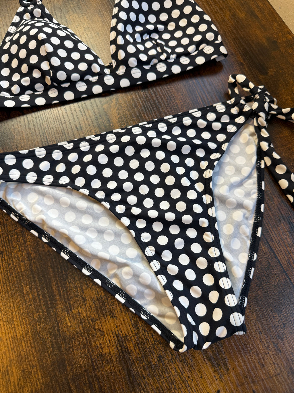 Esprit Black White Polka Dot Halterneck Bikini Set UK 12 34B
