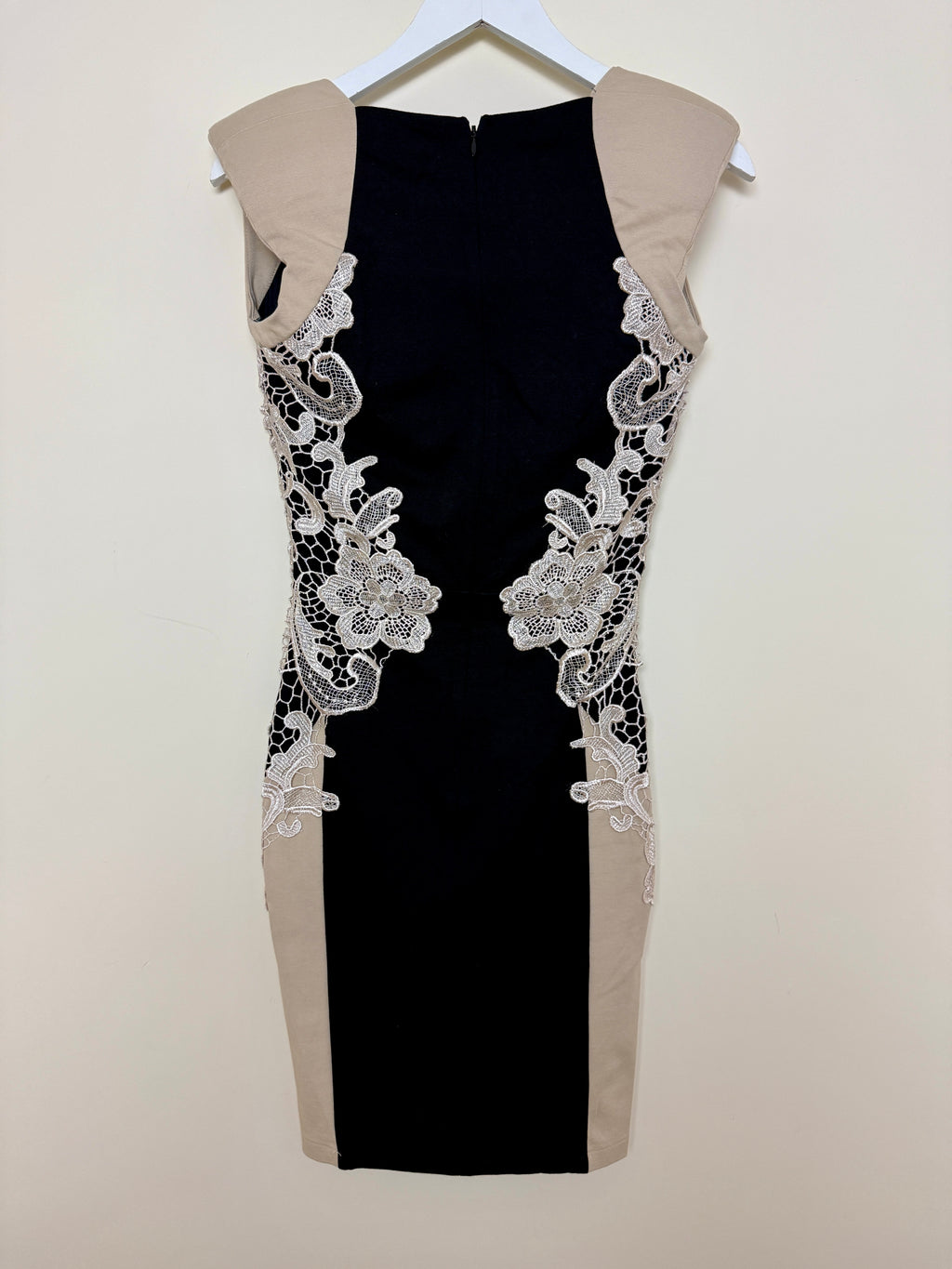 Little Mistress BNWT Black Beige Bodycon Panel Dress - UK10