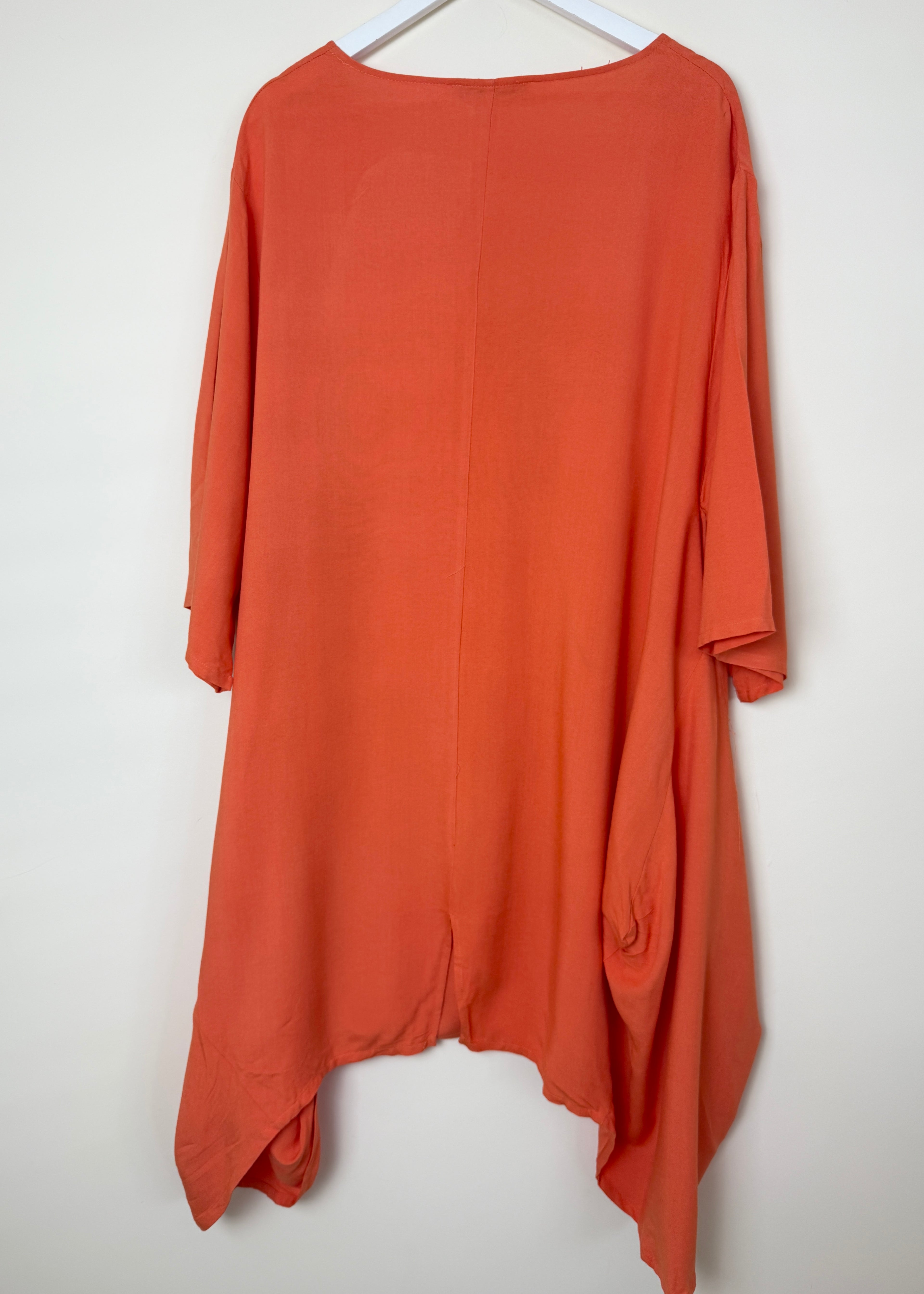 Fait Pour Vous Paris Orange Linen Lagenlook Tunic Dress Size L NWT
