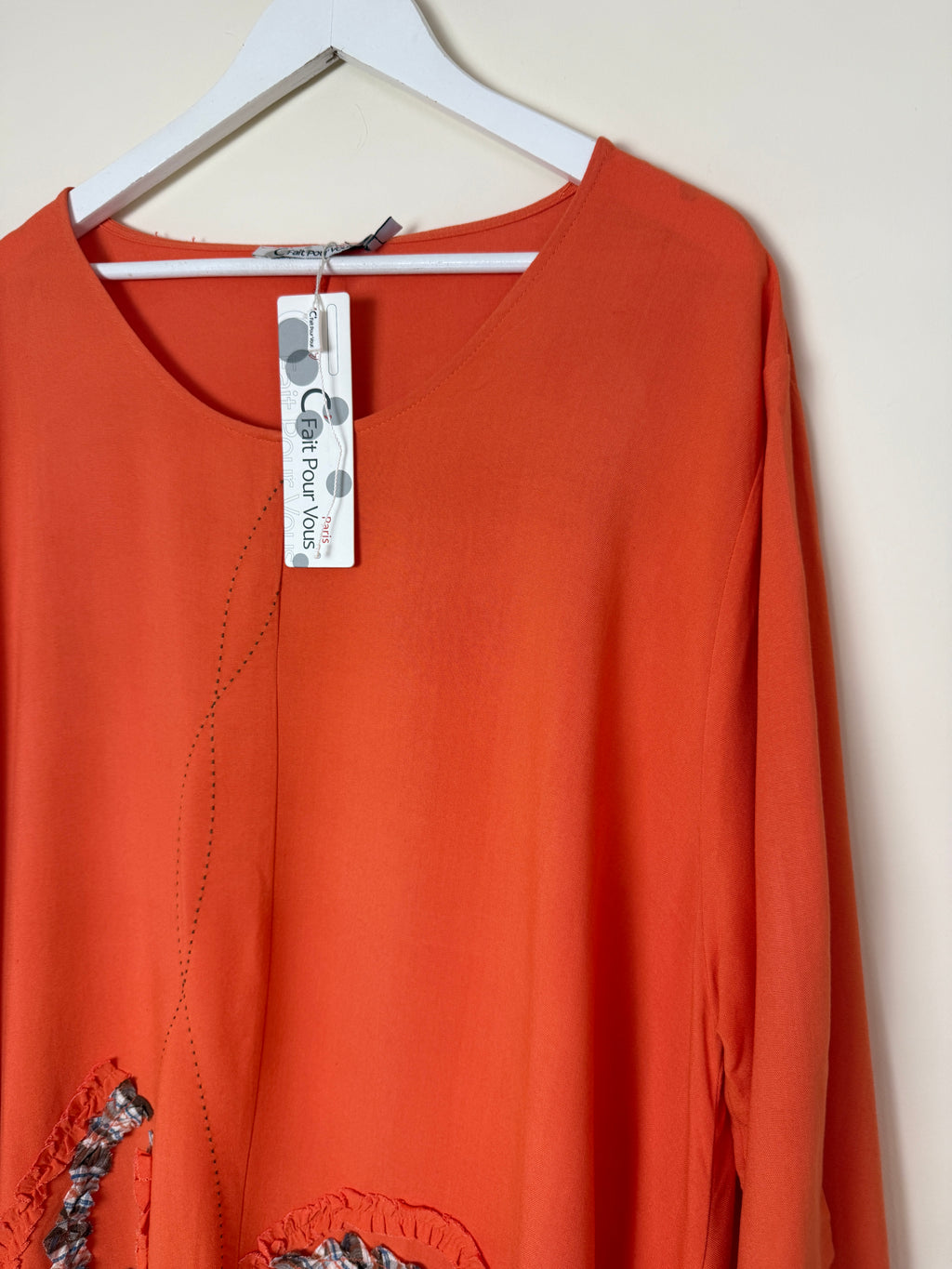 Fait Pour Vous Paris Orange Linen Lagenlook Tunic Dress Size L NWT
