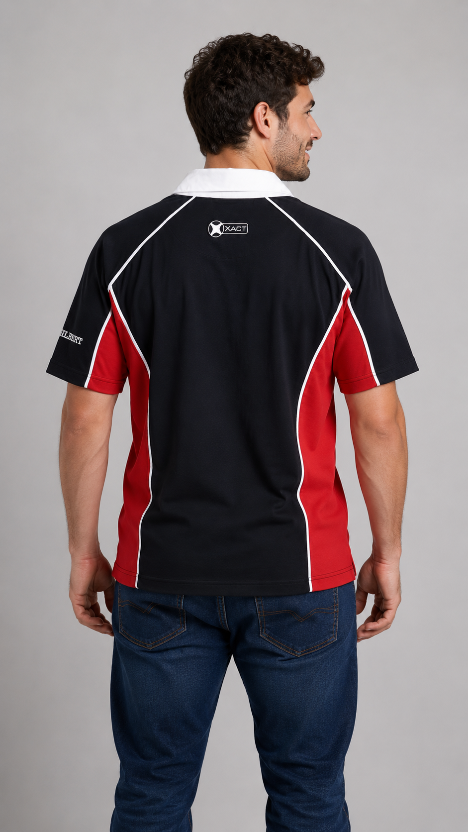 Gilbert Rugby Training Polo Shirt Black Red Size L - BNWT