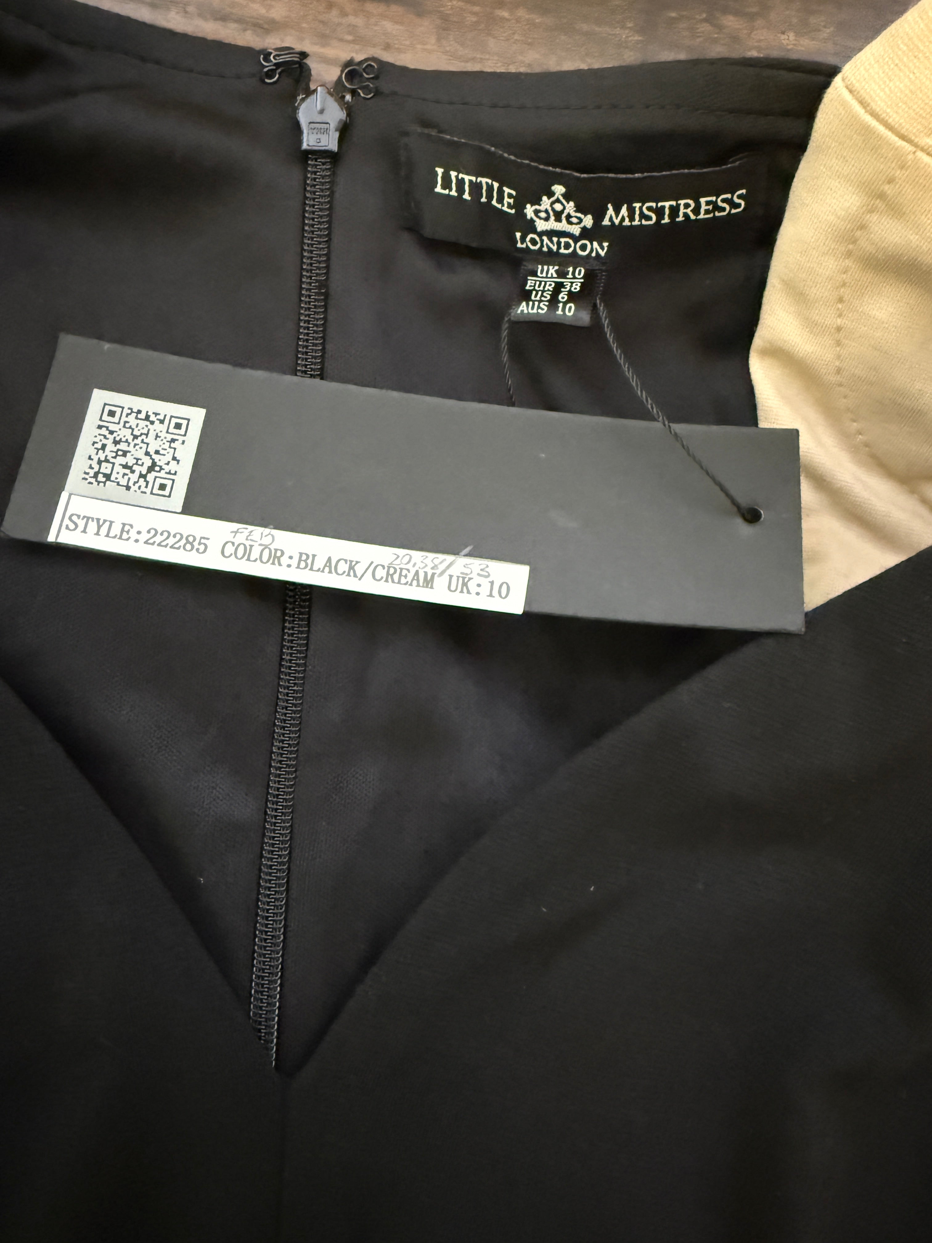 Little Mistress BNWT Black Beige Bodycon Panel Dress - UK10