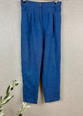 White Stuff Rowena 100% Linen Navy Trousers UK 8 - Pre-loved
