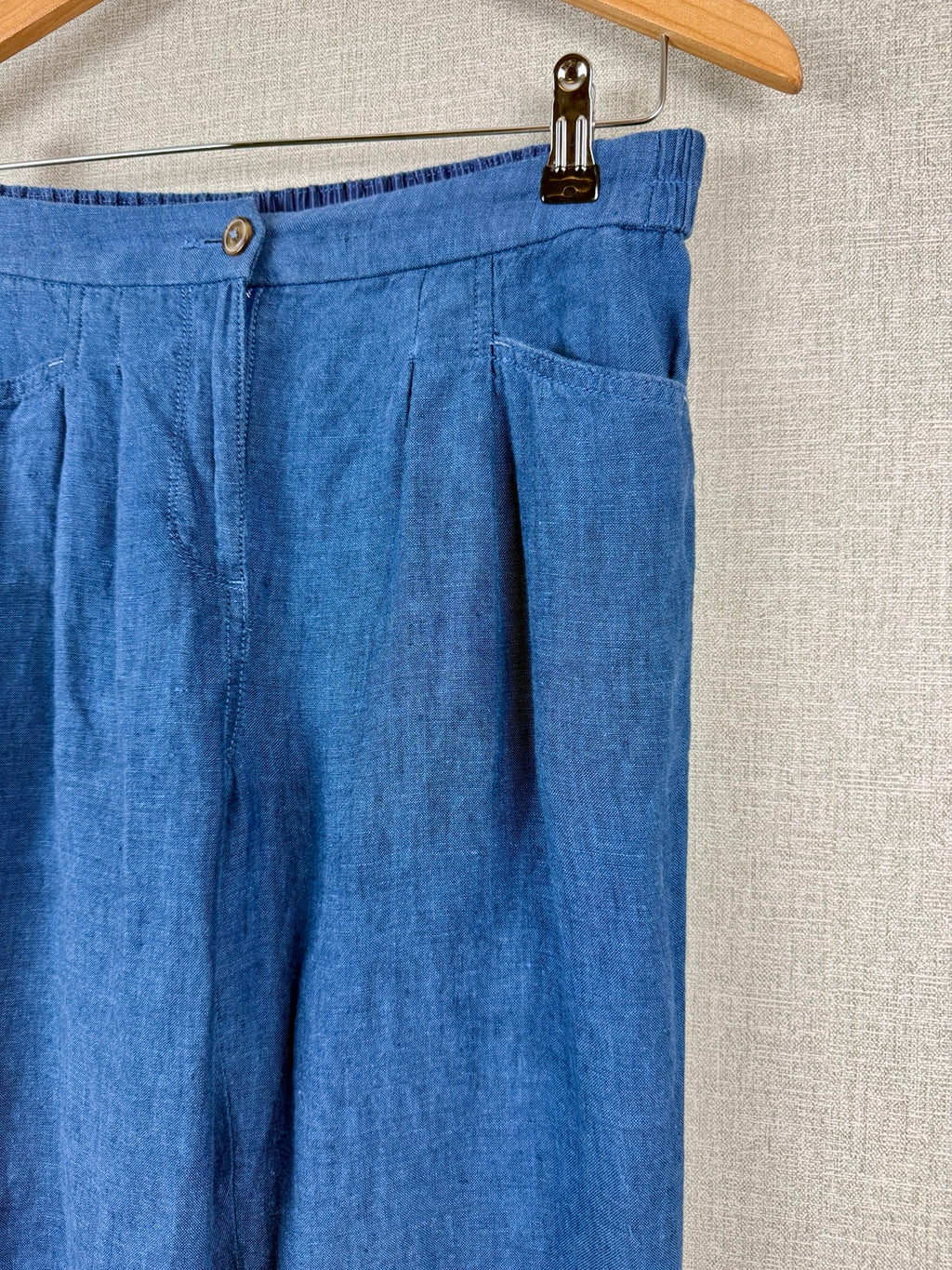 White Stuff Rowena 100% Linen Navy Trousers UK 8 - Pre-loved