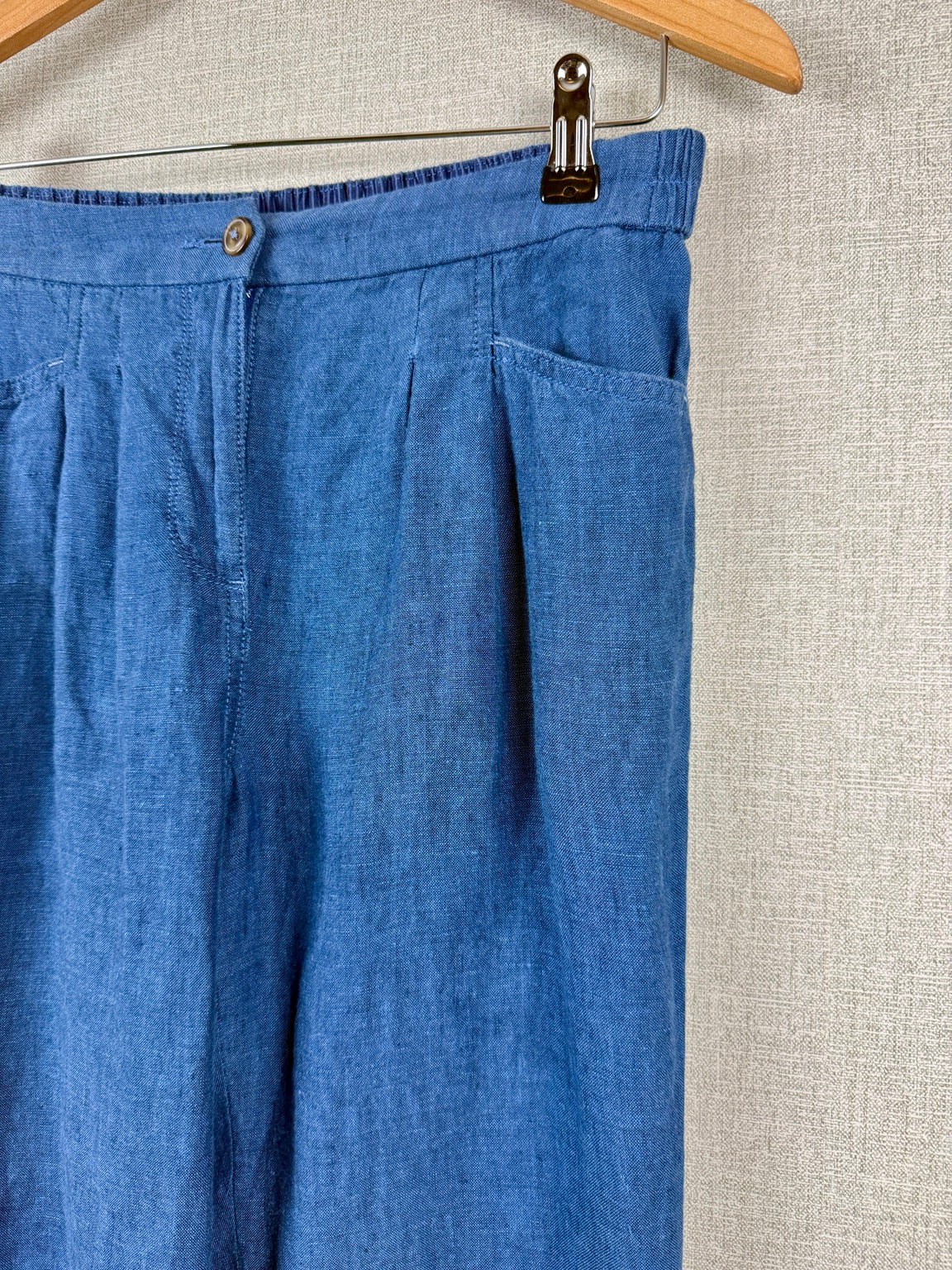 White Stuff Rowena 100% Linen Navy Trousers UK 8 - Pre-loved