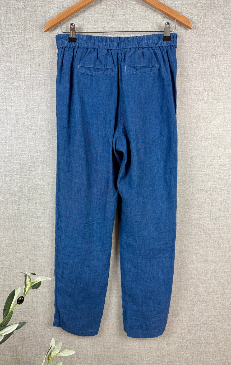 White Stuff Rowena 100% Linen Navy Trousers UK 8 - Pre-loved