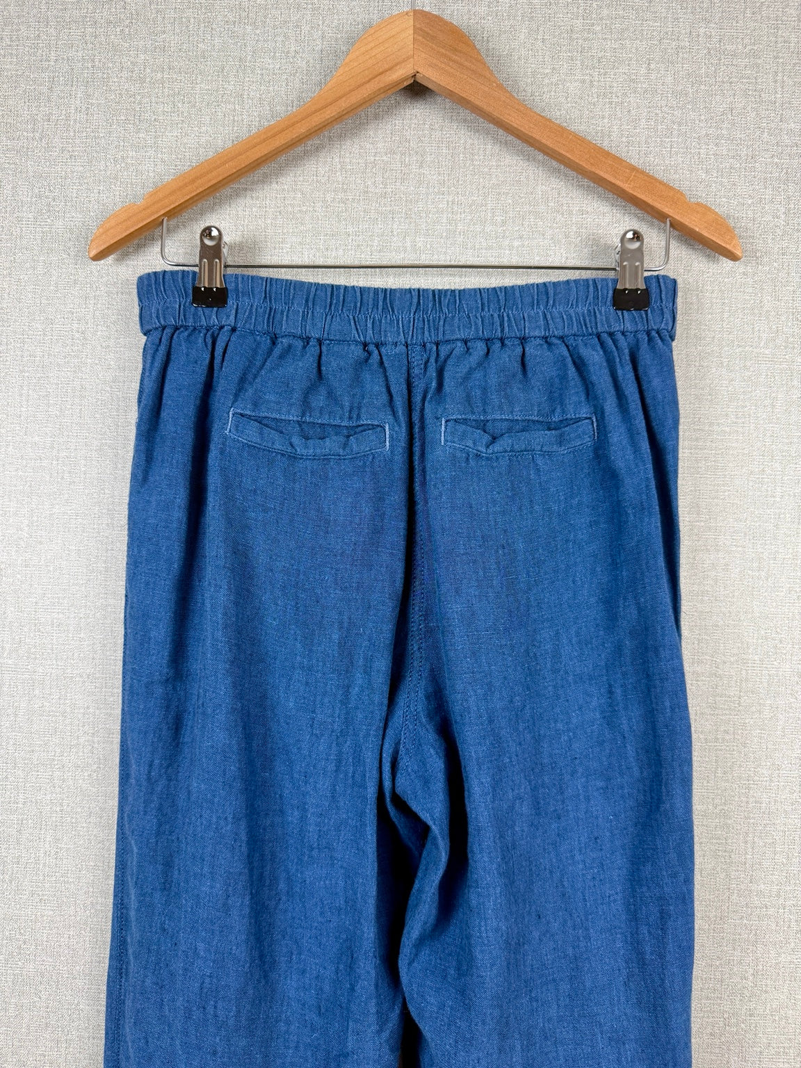 White Stuff Rowena 100% Linen Navy Trousers UK 8 - Pre-loved