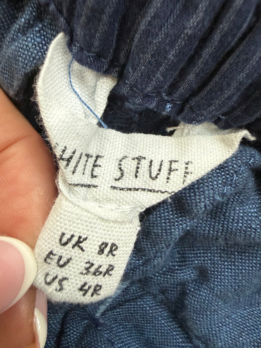 White Stuff Rowena 100% Linen Navy Trousers UK 8 - Pre-loved