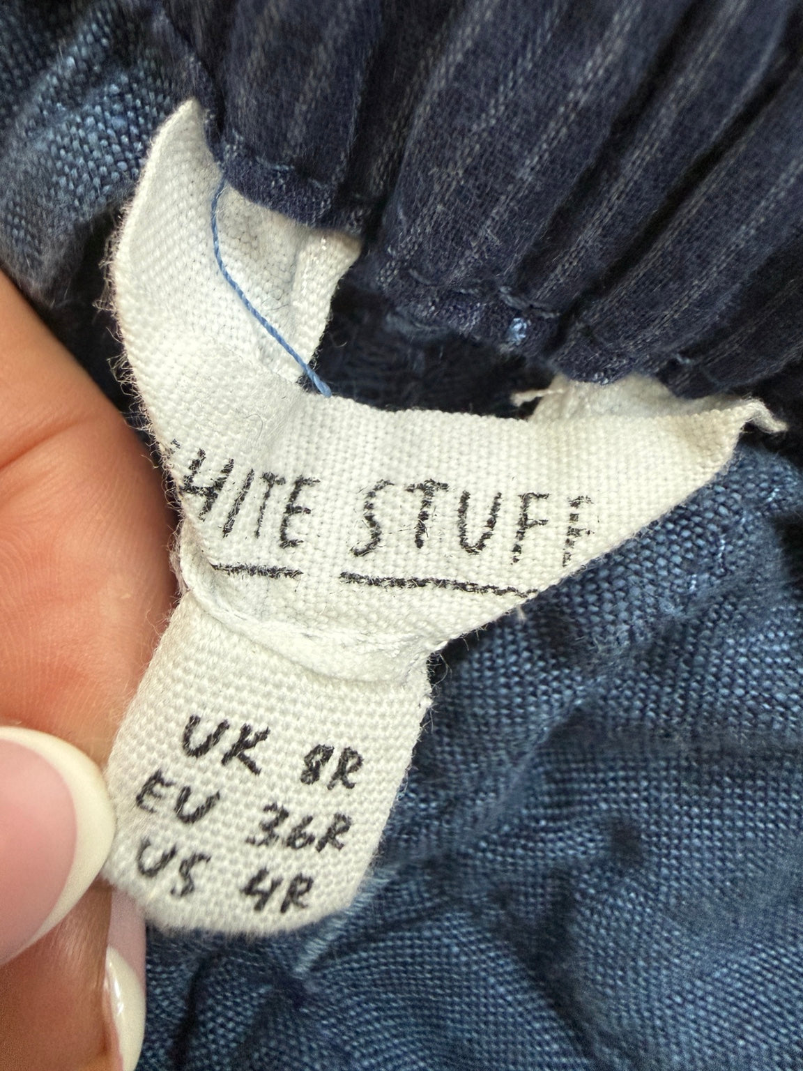 White Stuff Rowena 100% Linen Navy Trousers UK 8 - Pre-loved