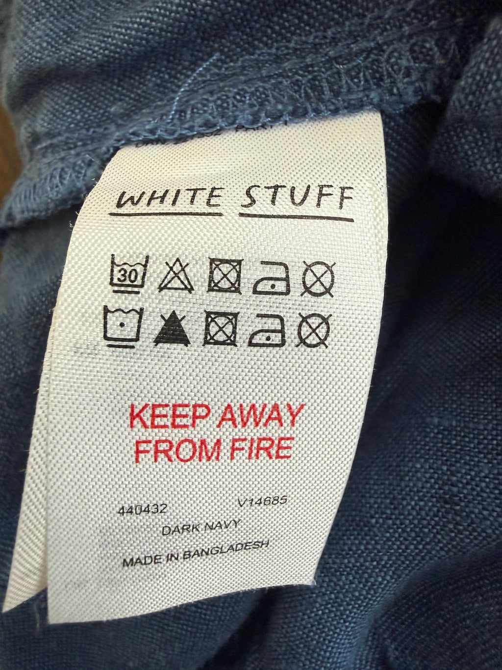 White Stuff Rowena 100% Linen Navy Trousers UK 8 - Pre-loved