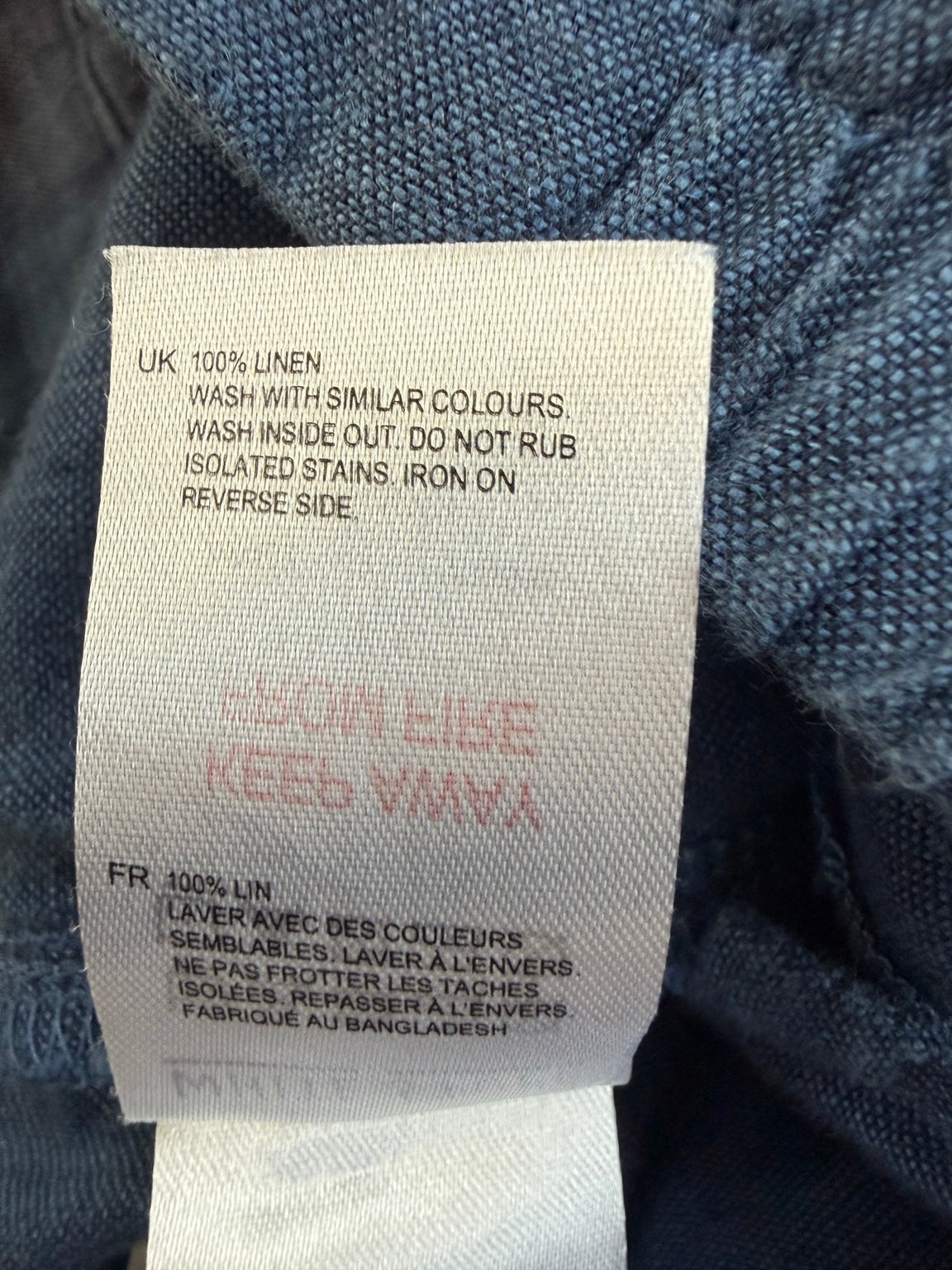 White Stuff Rowena 100% Linen Navy Trousers UK 8 - Pre-loved