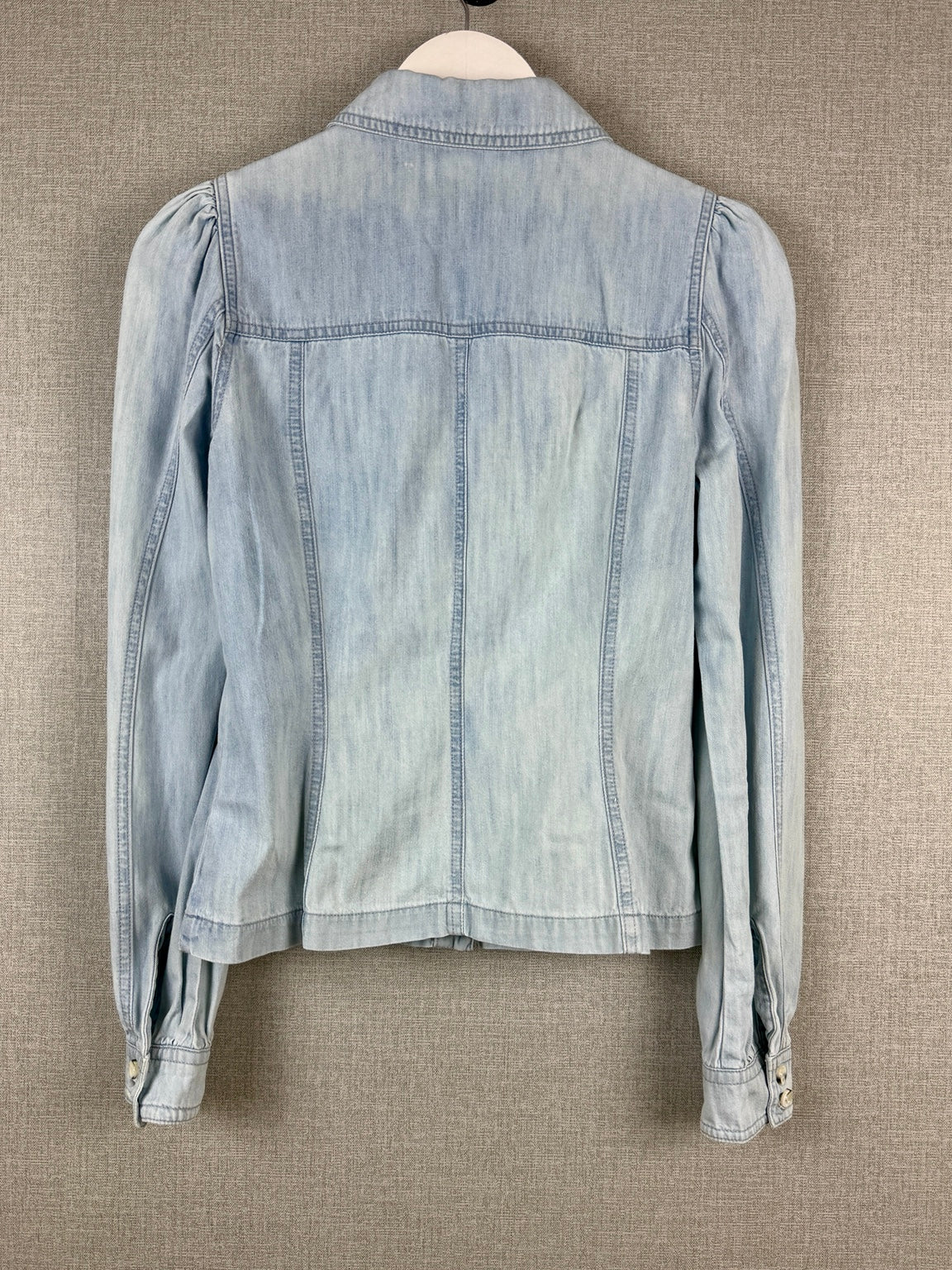Miss Selfridge Denim Shirt Light Blue Puff Sleeve UK 8 - Pre-loved
