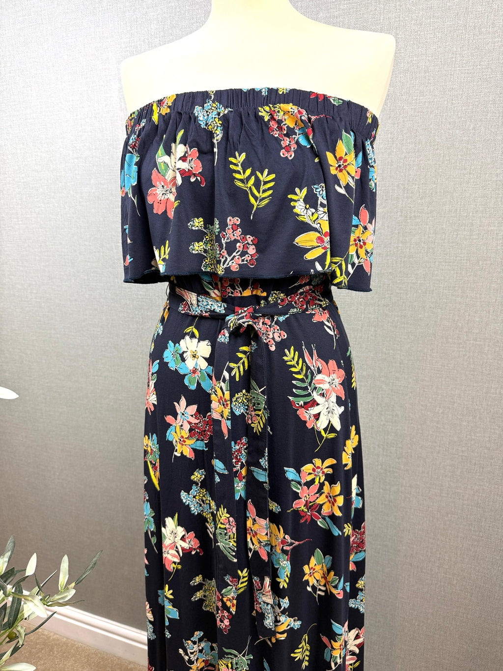 Per Una Navy Floral Bandeau Maxi Dress UK 10 - Pre-loved