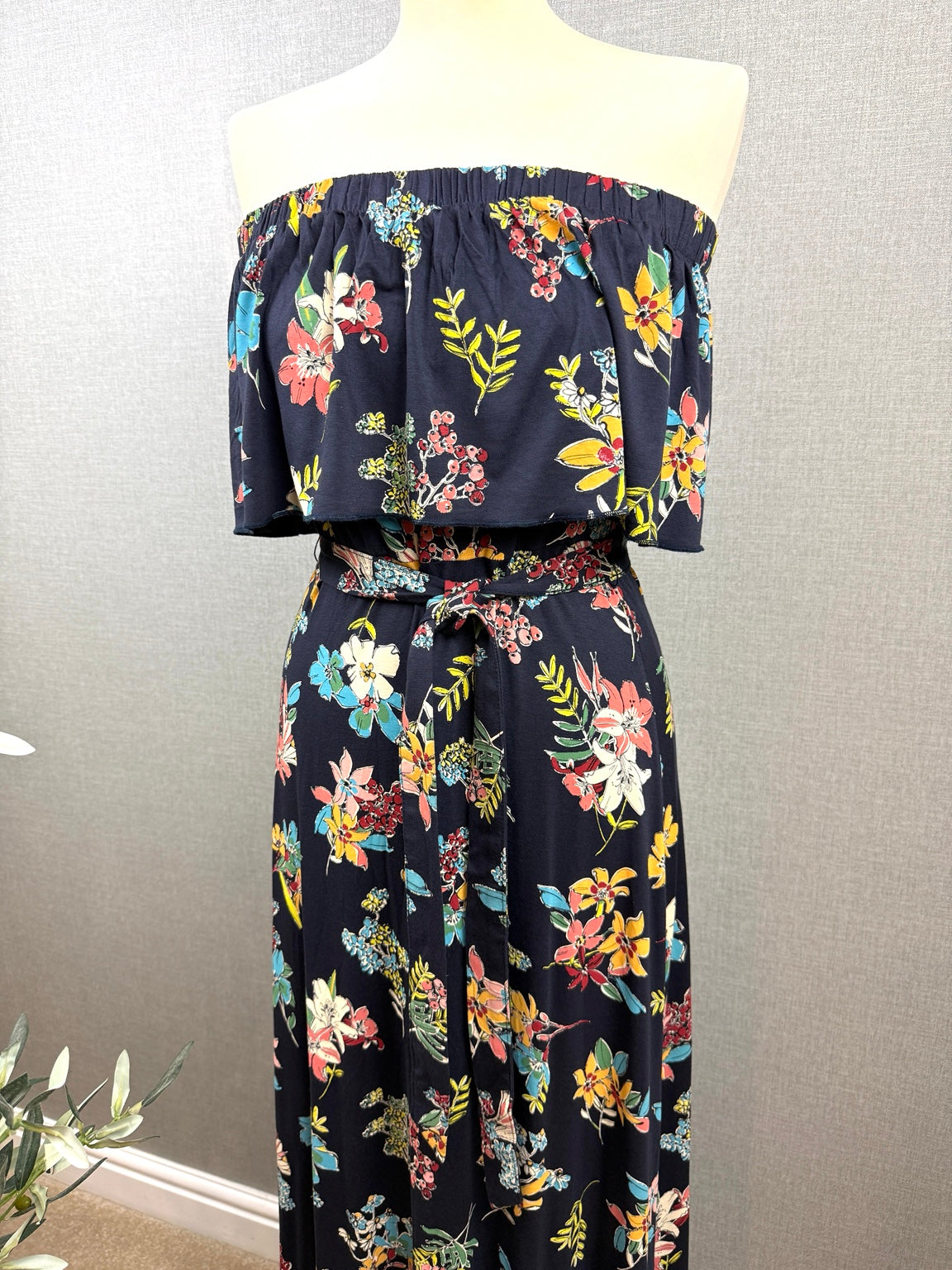 Per Una Navy Floral Bandeau Maxi Dress UK 10 - Pre-loved