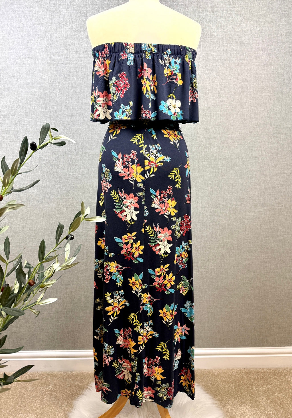 Per Una Navy Floral Bandeau Maxi Dress UK 10 - Pre-loved