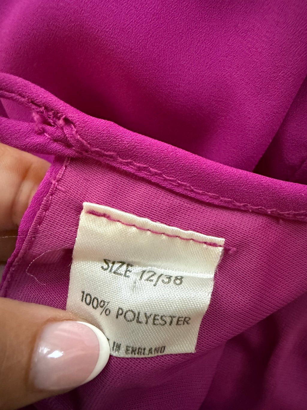 Purple Pleated Midi Dress Made in England UK 12 - Vintage