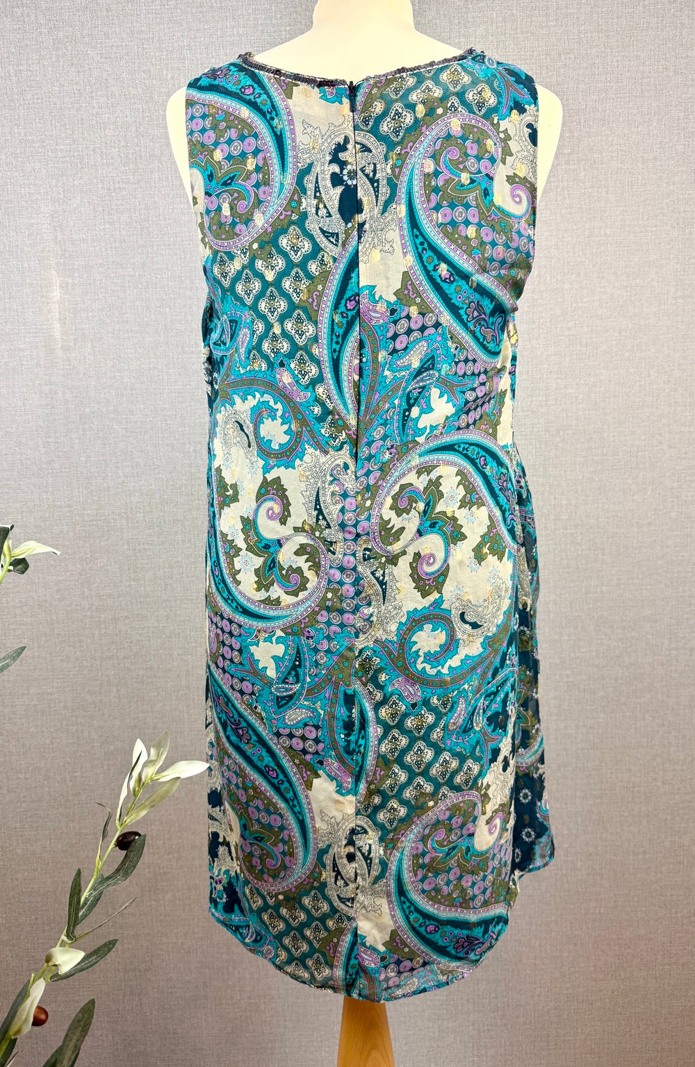 Monsoon Teal Paisley Embellished Tunic Dress UK 16 – Pre-Loved