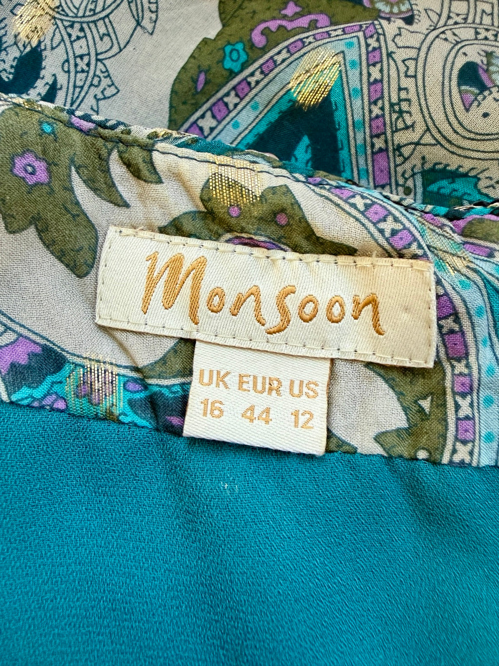 Monsoon Teal Paisley Embellished Tunic Dress UK 16 – Pre-Loved