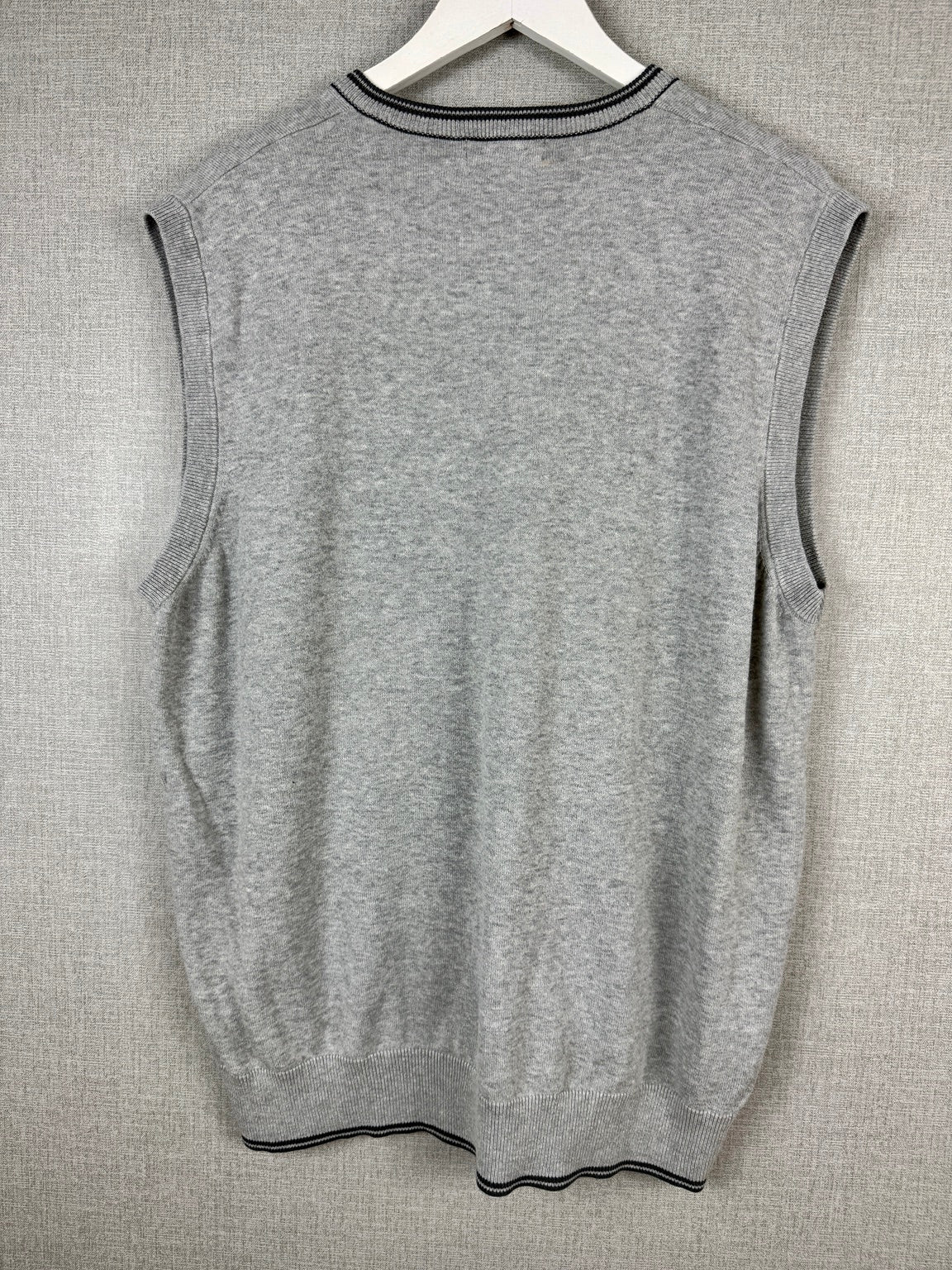 M&S Autograph Men's V-Neck Sleeveless Jumper Vest Light Grey XL - Pre-loved