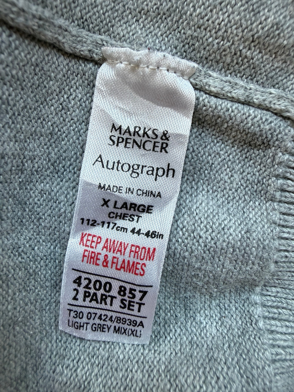 M&S Autograph Men's V-Neck Sleeveless Jumper Vest Light Grey XL - Pre-loved