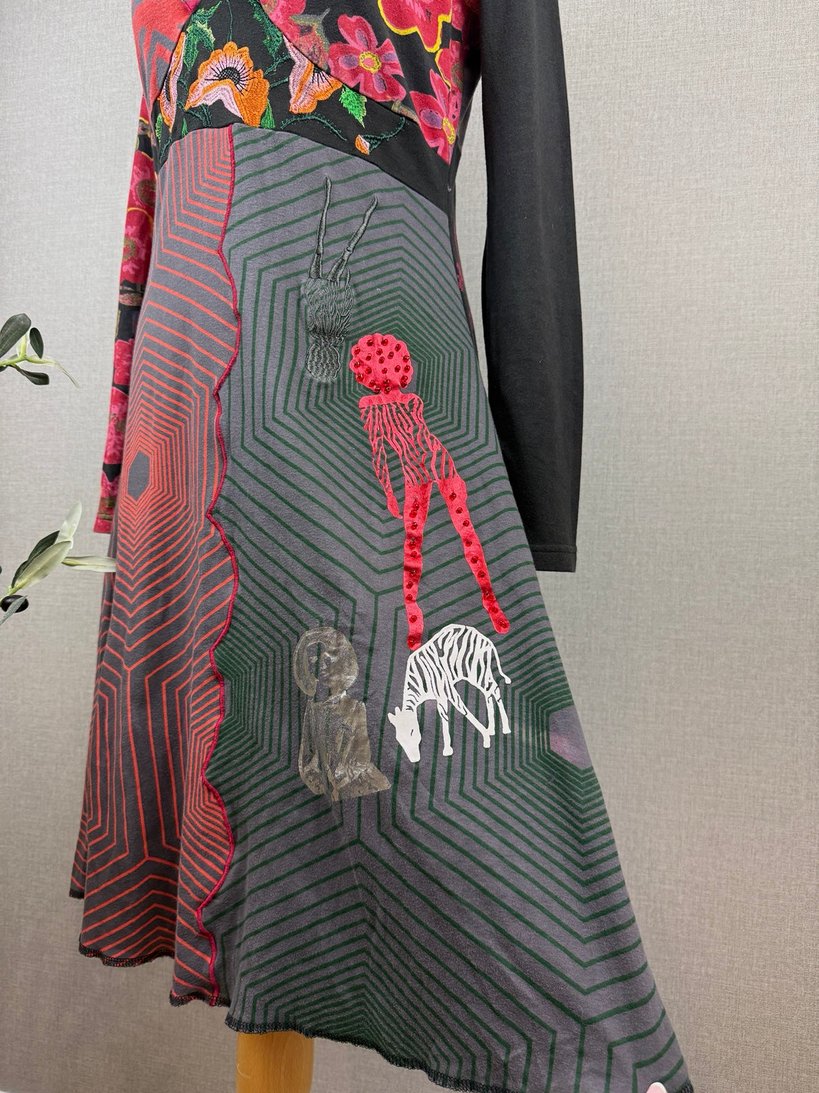 Desigual Patchwork Midi Dress Multicolour UK 16 - Pre-loved