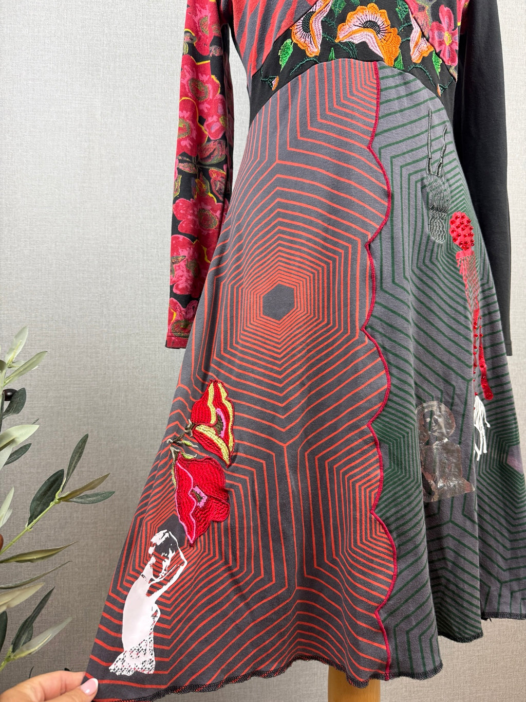 Desigual Patchwork Midi Dress Multicolour UK 16 - Pre-loved