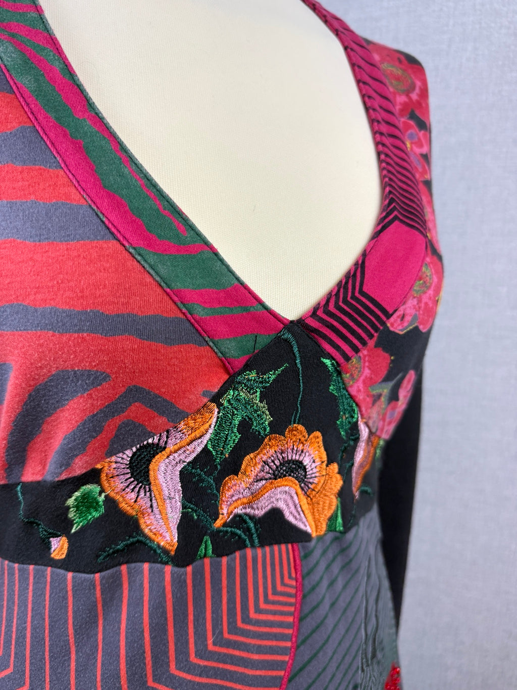 Desigual Patchwork Midi Dress Multicolour UK 16 - Pre-loved