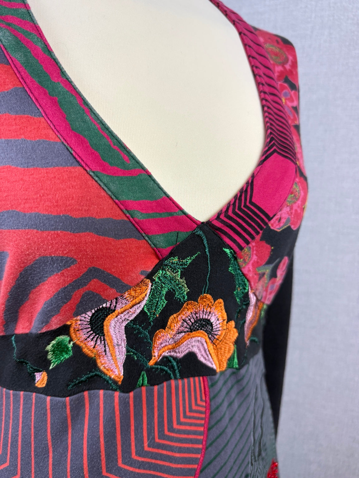 Desigual Patchwork Midi Dress Multicolour UK 16 - Pre-loved