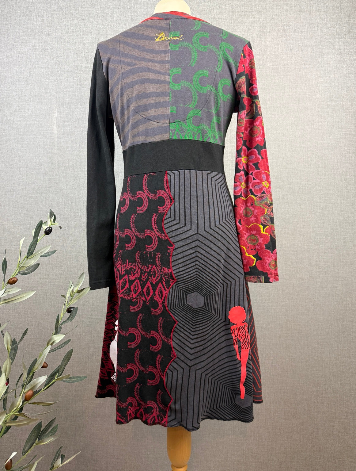 Desigual Patchwork Midi Dress Multicolour UK 16 - Pre-loved