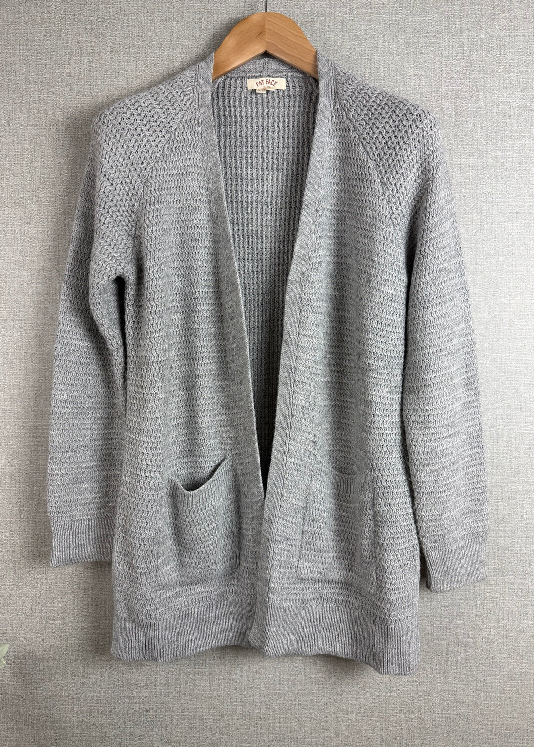 FatFace Grey Longline Knitted Cardigan UK 10 - Pre-loved