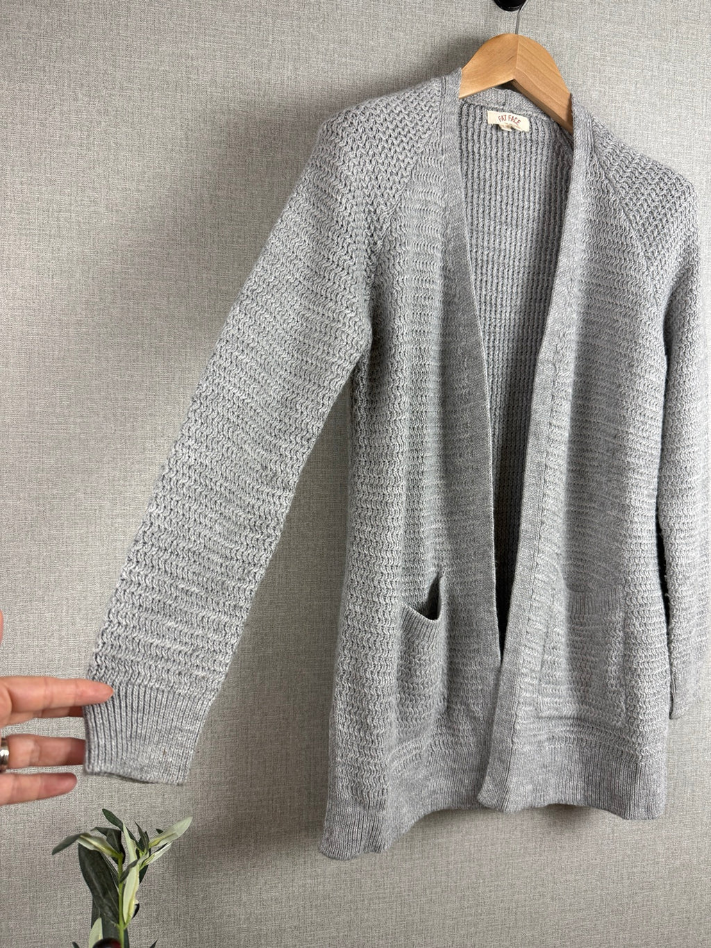 FatFace Grey Longline Knitted Cardigan UK 10 - Pre-loved
