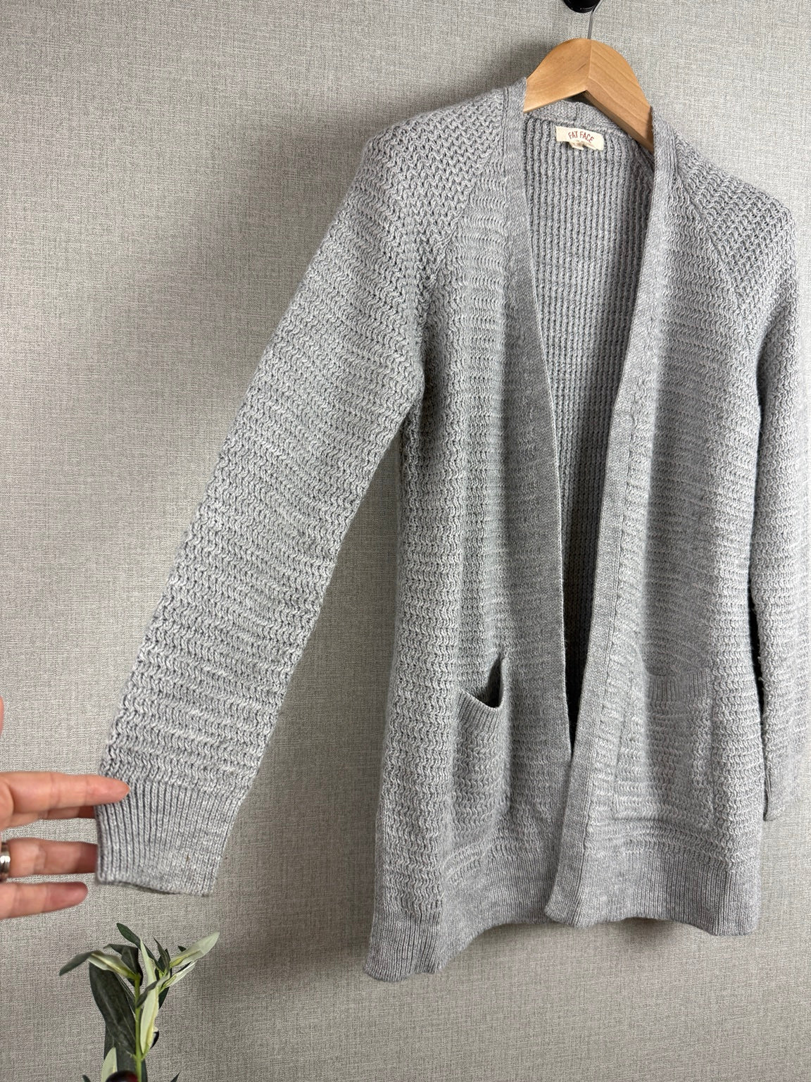 FatFace Grey Longline Knitted Cardigan UK 10 - Pre-loved