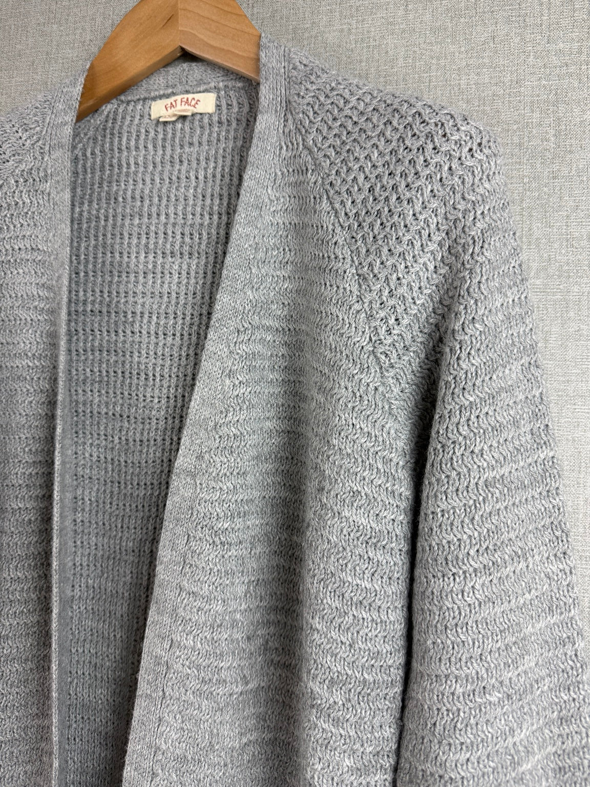 FatFace Grey Longline Knitted Cardigan UK 10 - Pre-loved